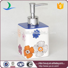 YSb40046-01-ld Square Ceramic shower soap dispenser with Floral decal